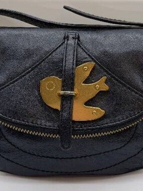 Vintage Marc by Marc Jacobs Leather Crossbody Bag Black & Gold Bird Clasp